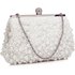 AGC00296 - White Vintage Beads Pearls Crystals Evening Clutch Bag