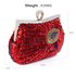 LSE00297 - Wholesale & B2B Red Sequin Peacock Feather Design Clutch Evening Party Bag Supplier & Manufacturer