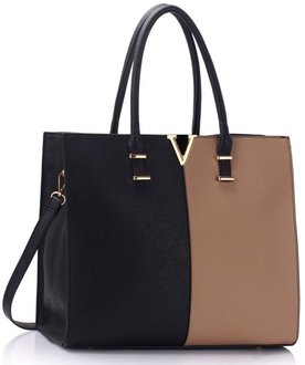 LS00319C - Black / Nude Fashion Tote Handbag