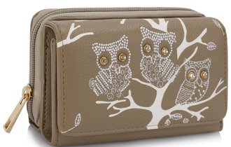 LSP1045 - Taupe Owl Design Purse/Wallet