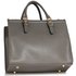LS00366  - Grey Front Pocket Grab Tote Handbag