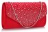 LSE00299 -  Red Diamante Flap Clutch purse