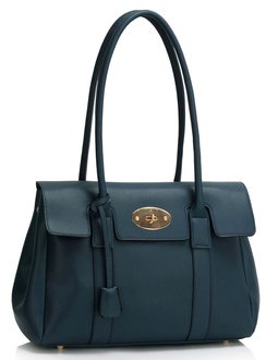 LS00457 - Luxury Navy Satchel Grab Shoulder Handbag
