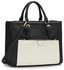 LS00366  - Black / White Front Pocket Grab Tote Handbag