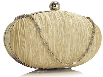 LSE00315 - Nude Ruched Satin Clutch