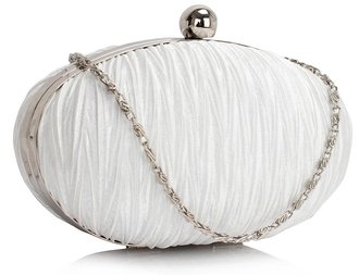 LSE00315 - Ivory Ruched Satin Clutch