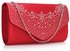 LSE00300 -  Red Diamante Flap Clutch purse