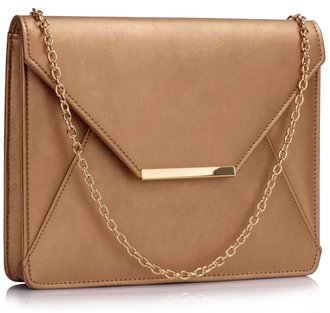 LSE00307 -  Gold Flap Clutch purse
