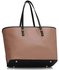 LS00460 - Black / Nude Zip Detail Large Tote Bag