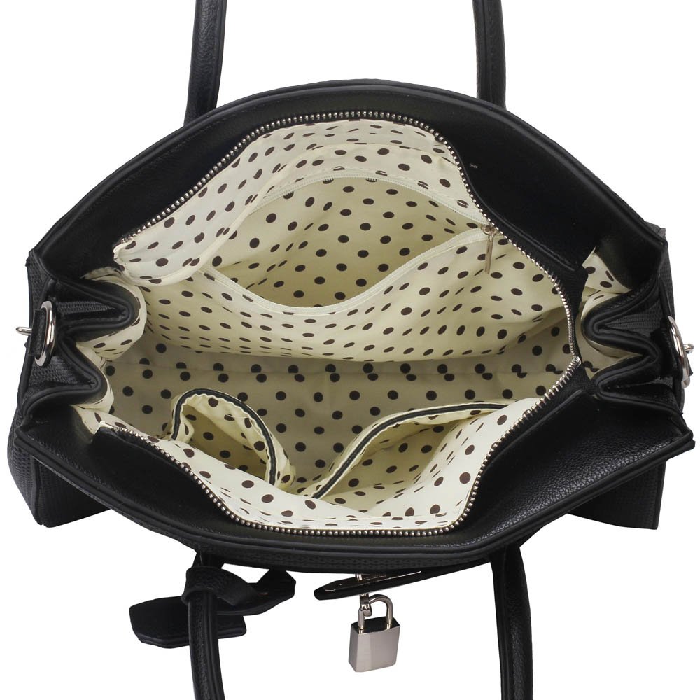 black tote bag with long strap