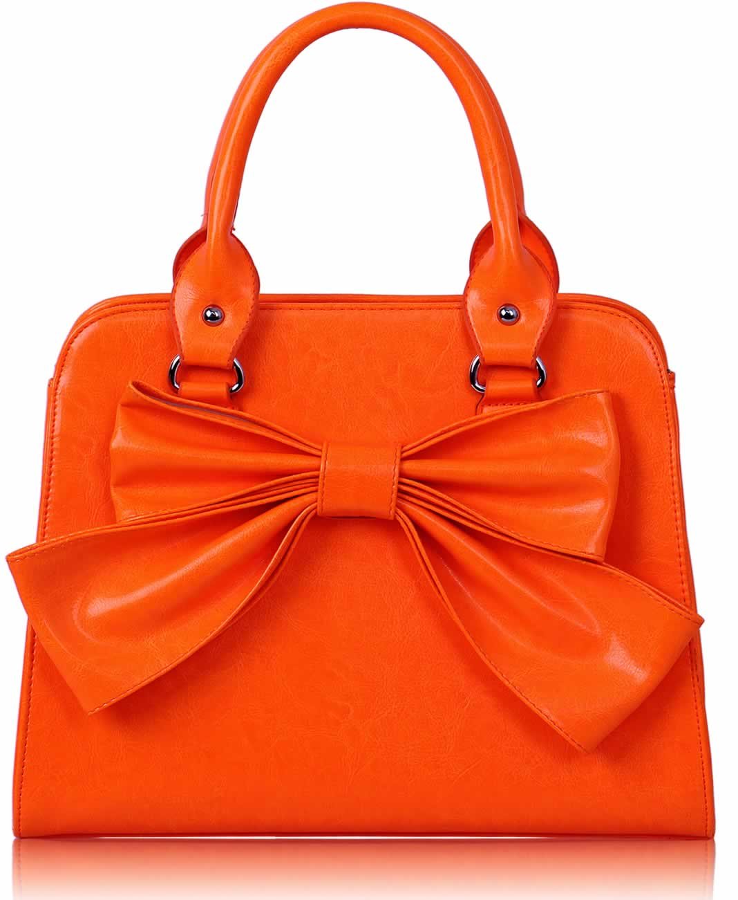 Wholesale Orange Patent Bow Tote Bag