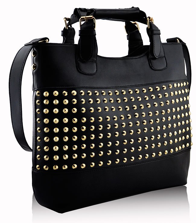 Wholesale Black dies Fashion Studded Tote Handbag