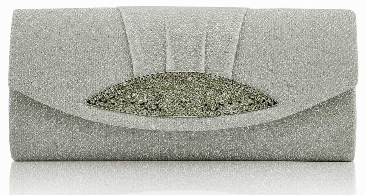 Wholesale Silver Diamante Evening Clutch Bag