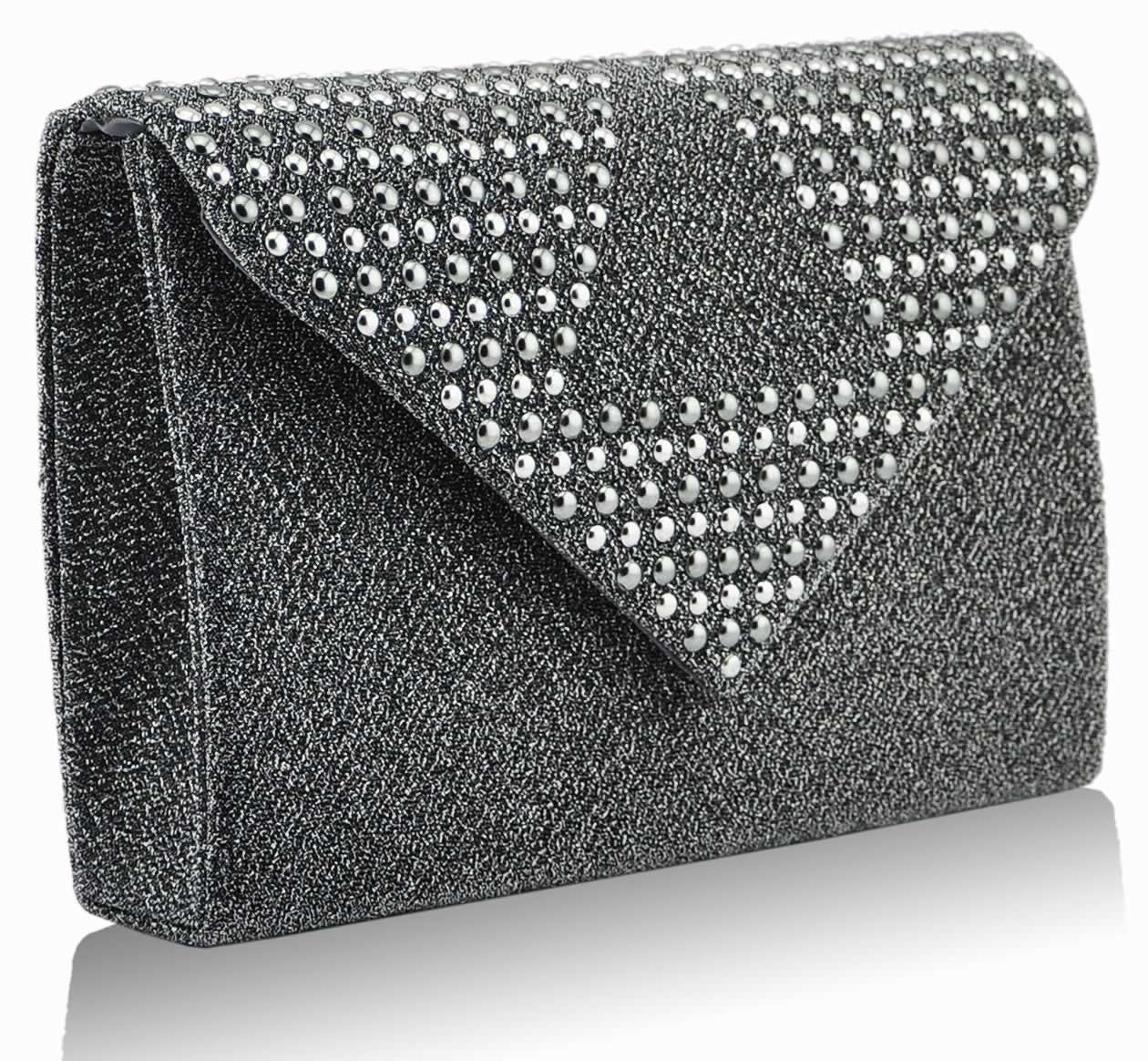 Wholesale Grey Diamante Evening Clutch Bag