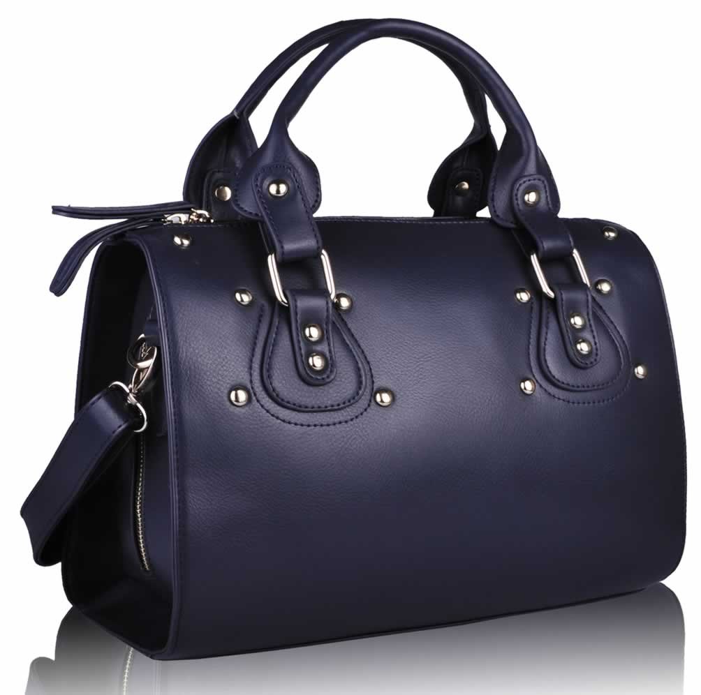 Wholesale Navy Studded Fashion Satchel Handbag