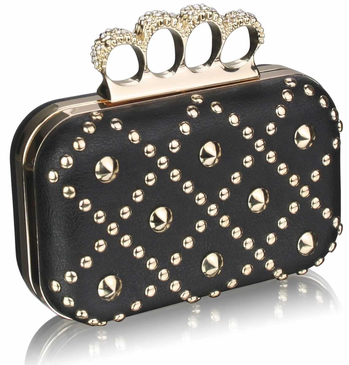 Wholesale Black Sparkly Crystal Satin Clutch purse