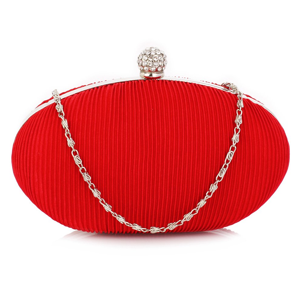 Wholesale Red Crystal Satin Evening Clutch