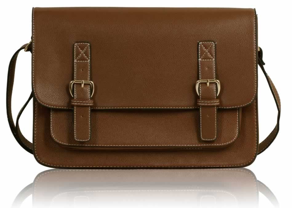 Wholesale Classic Brown Buckle Satchel With Long Strap