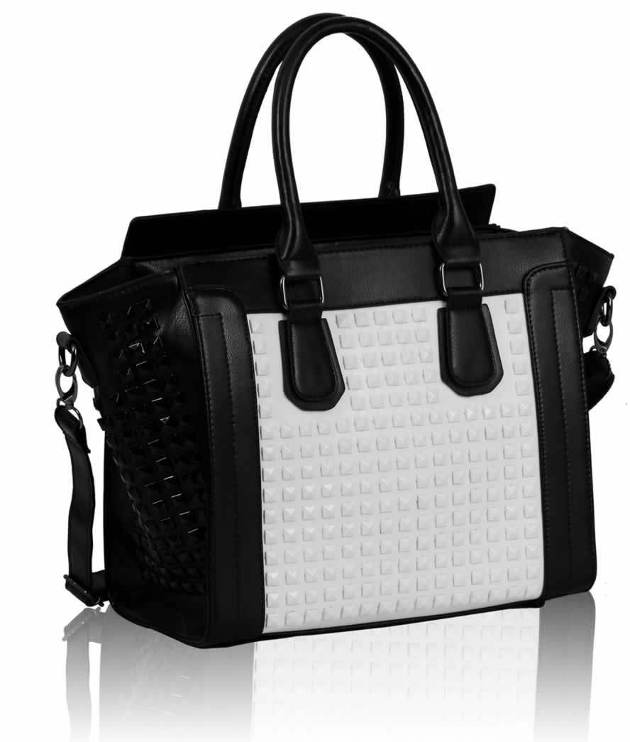 Wholesale Black / White Studded Tote Handbag