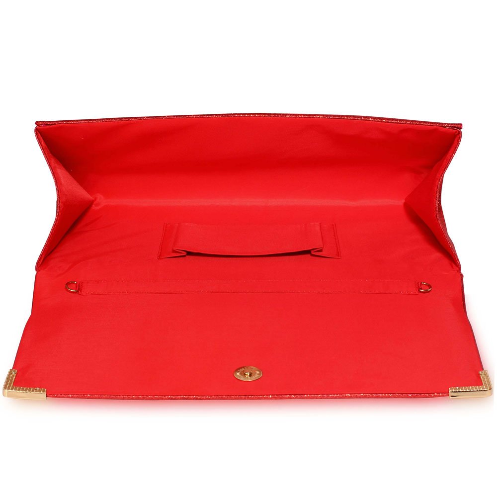 red sparkle clutch bag