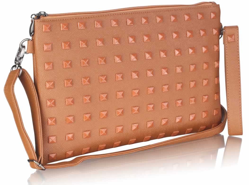 Wholesale Clutch Bags :: LSE0027 - Coffee Studded Clutch Purse - Ladies handbags, clutch bags ...