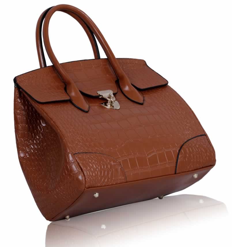 Download Wholesale Brown Mock Croc Tote Bag