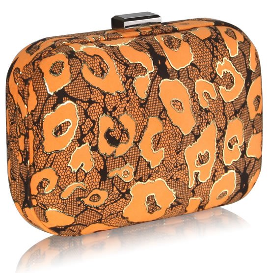Orange Hard Case Clutch Bag