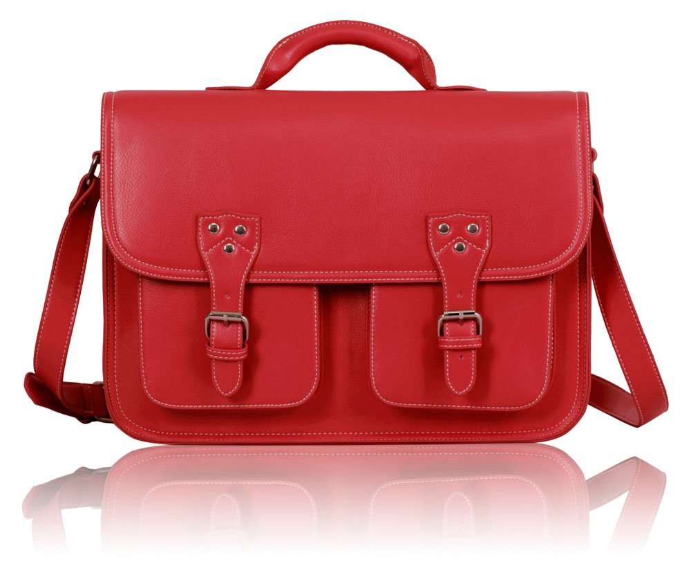 Fuchsia Double Pocket Old School Satchel