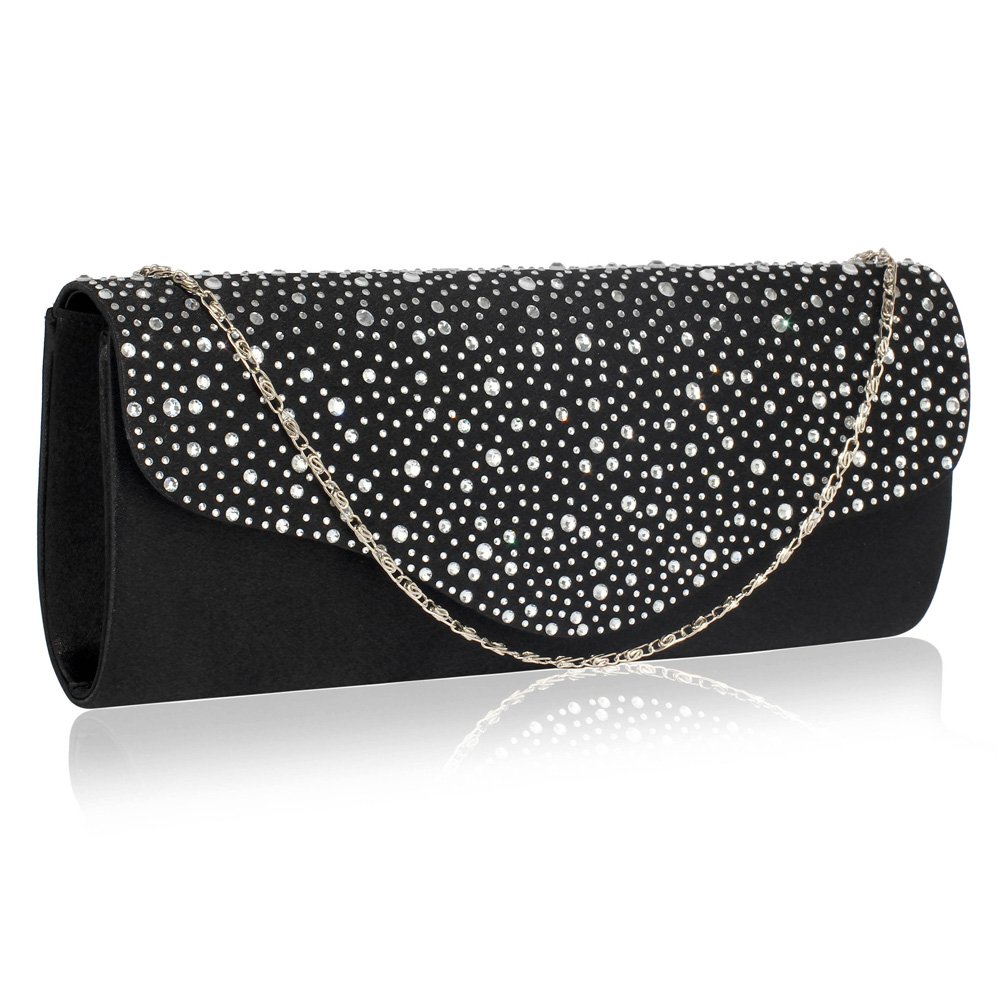 Wholesale Black / Silver Crystal Satin Clutch with Giant Bow and ...