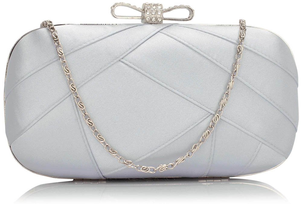 Wholesale Silver Crystal Strip Clutch Evening Bag