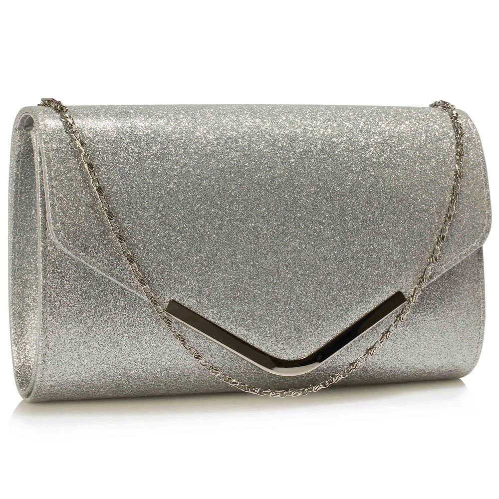 large silver clutch bag