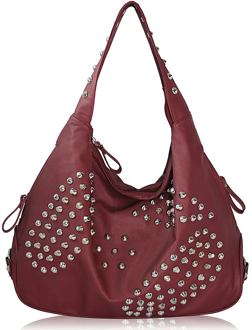 Wholesale Red Studded Hobo Handbag