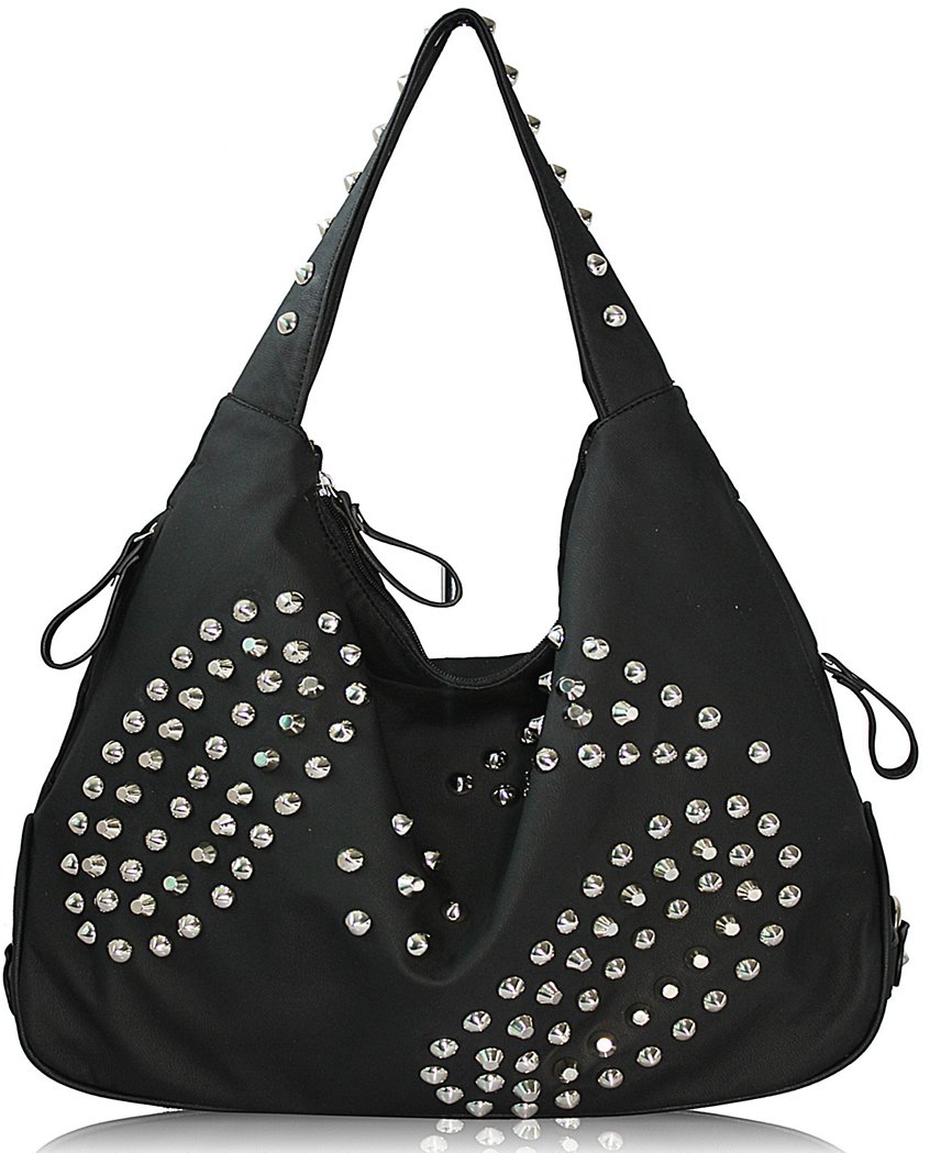 Wholesale Black Studded Hobo Handbag
