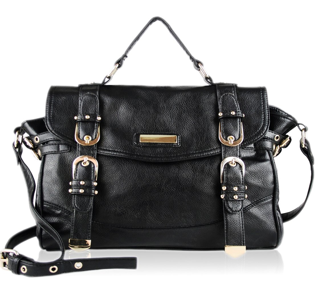 black tote bag with long strap