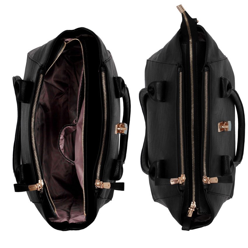 purse with 3 zippered compartments
