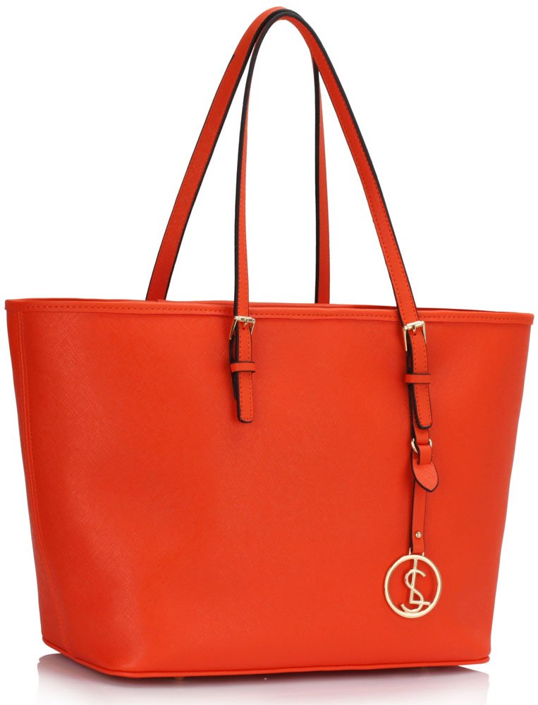orange tote handbag