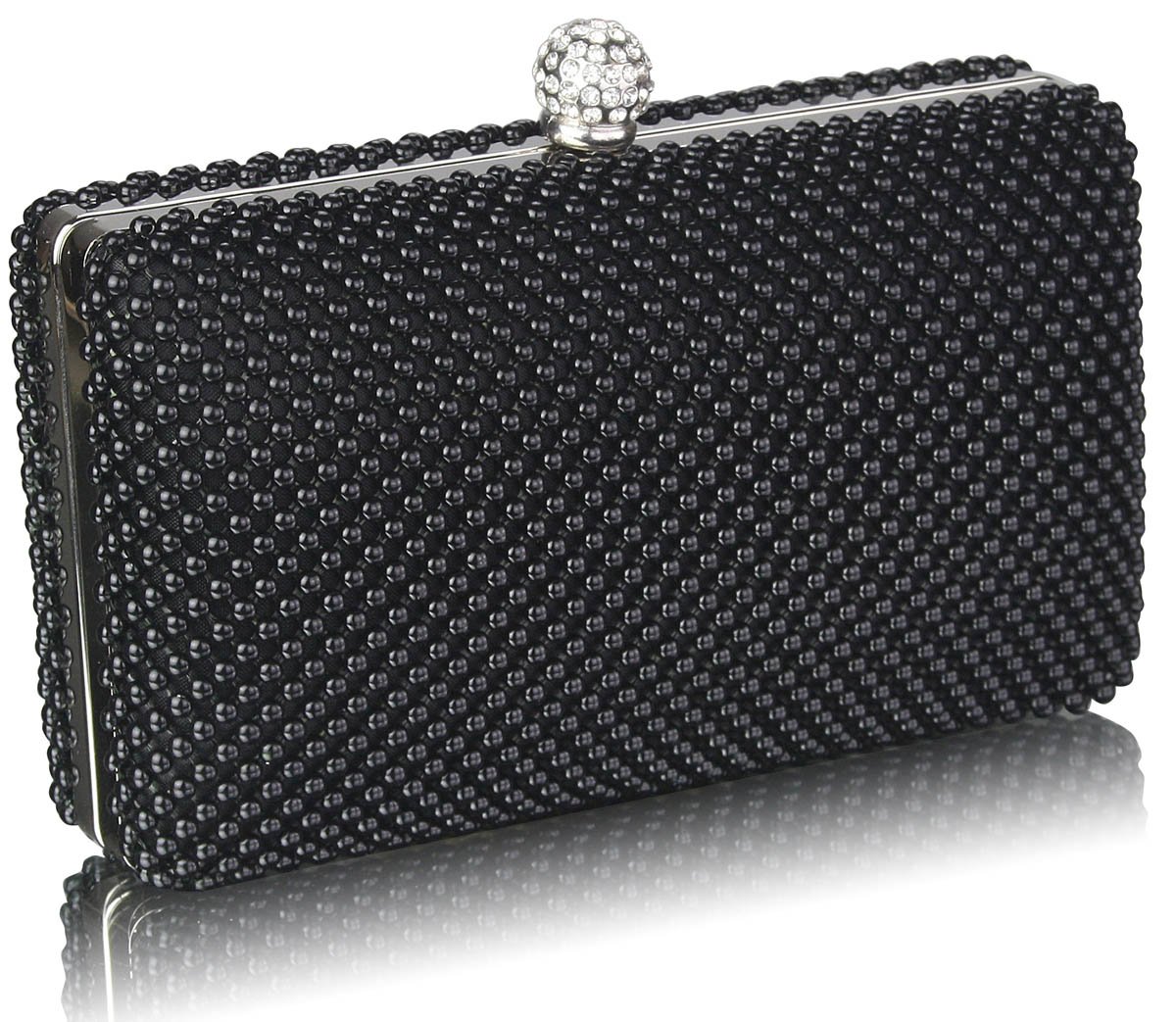 Black Crystal Beaded Evening Clutch Bag