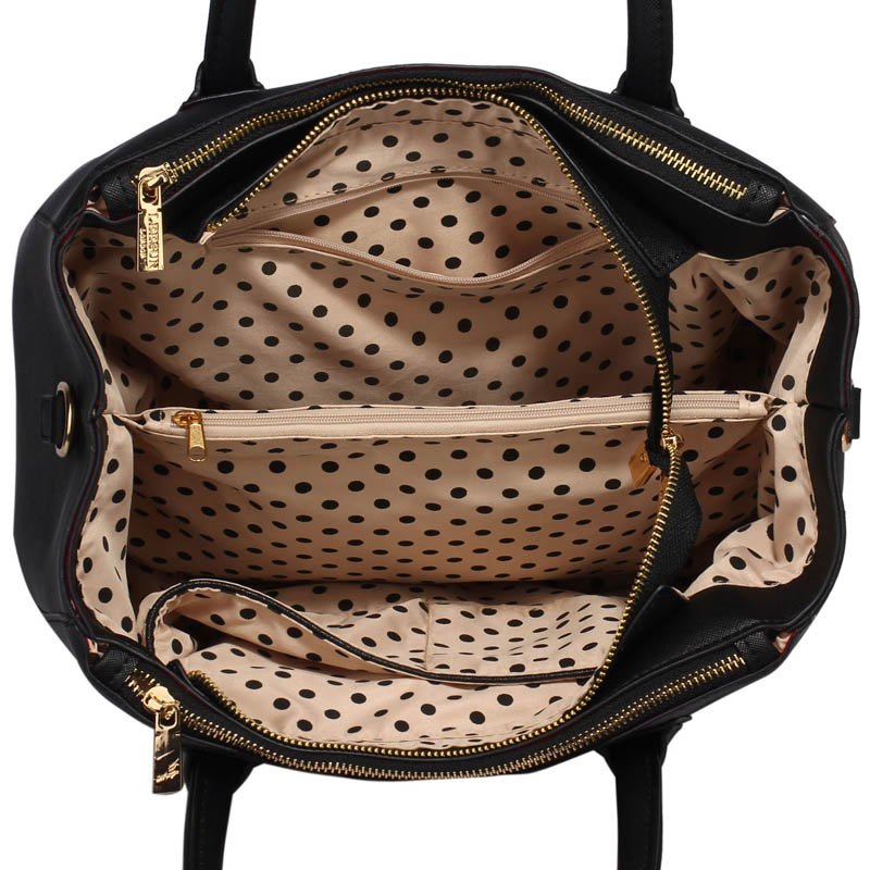 Wholesale Black Three Zipper Grab Bag