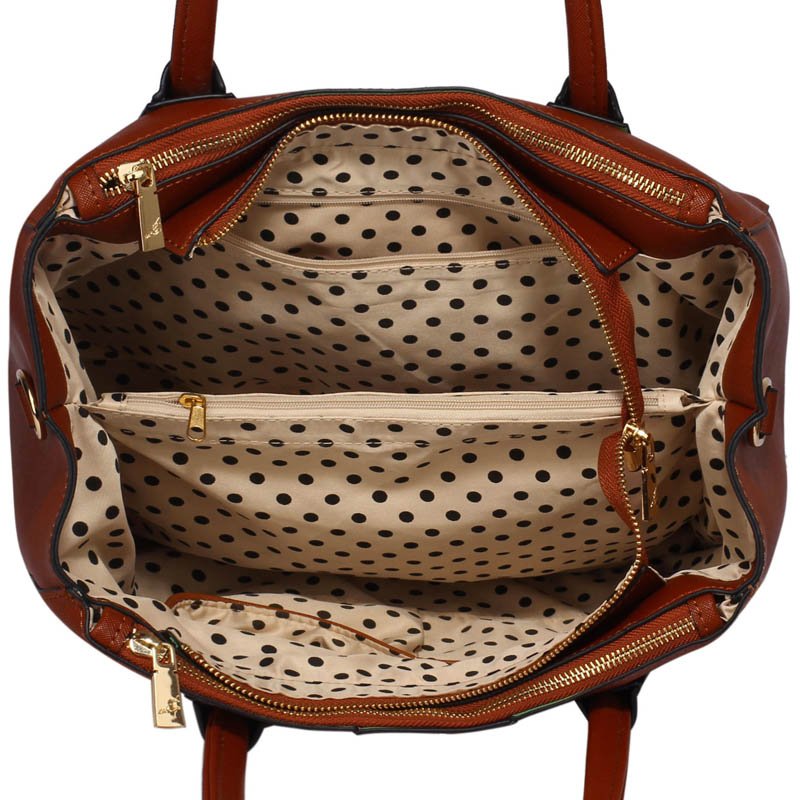 Wholesale Brown Three Zipper Grab Bag