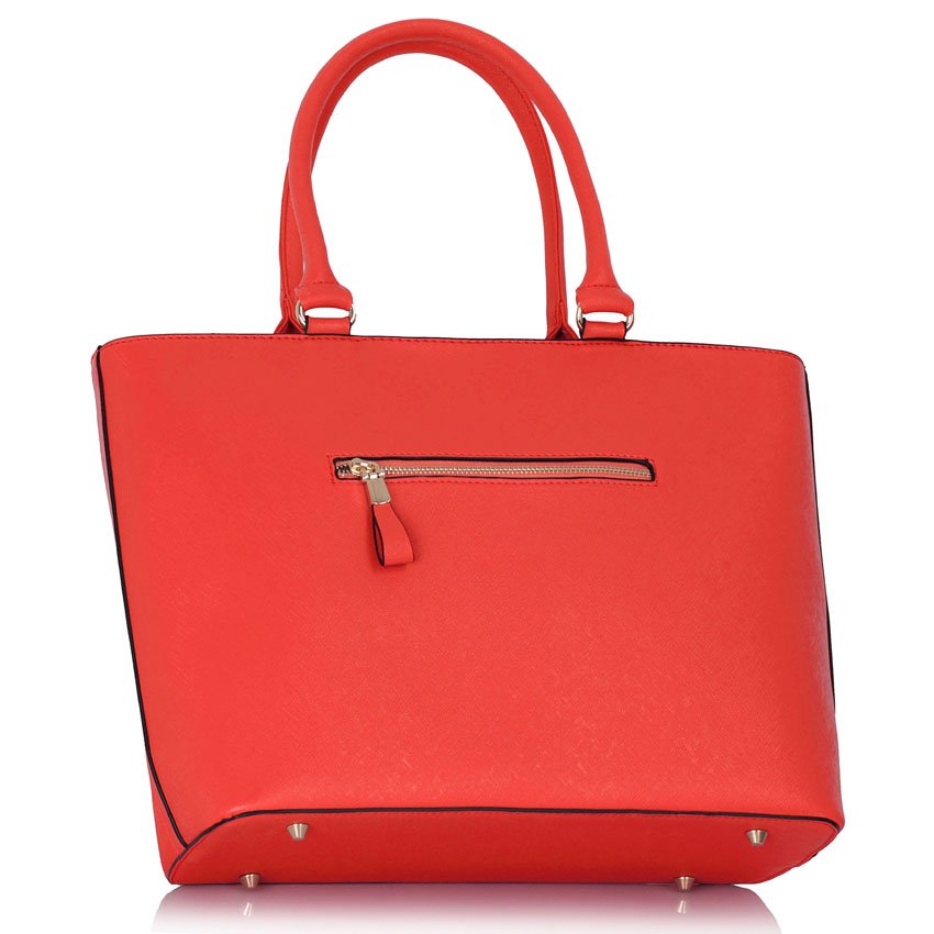 coral tote handbag