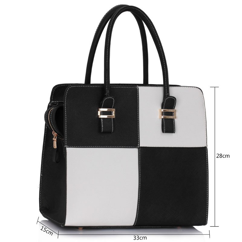 Wholesale Black / White Fashion Tote Handbag