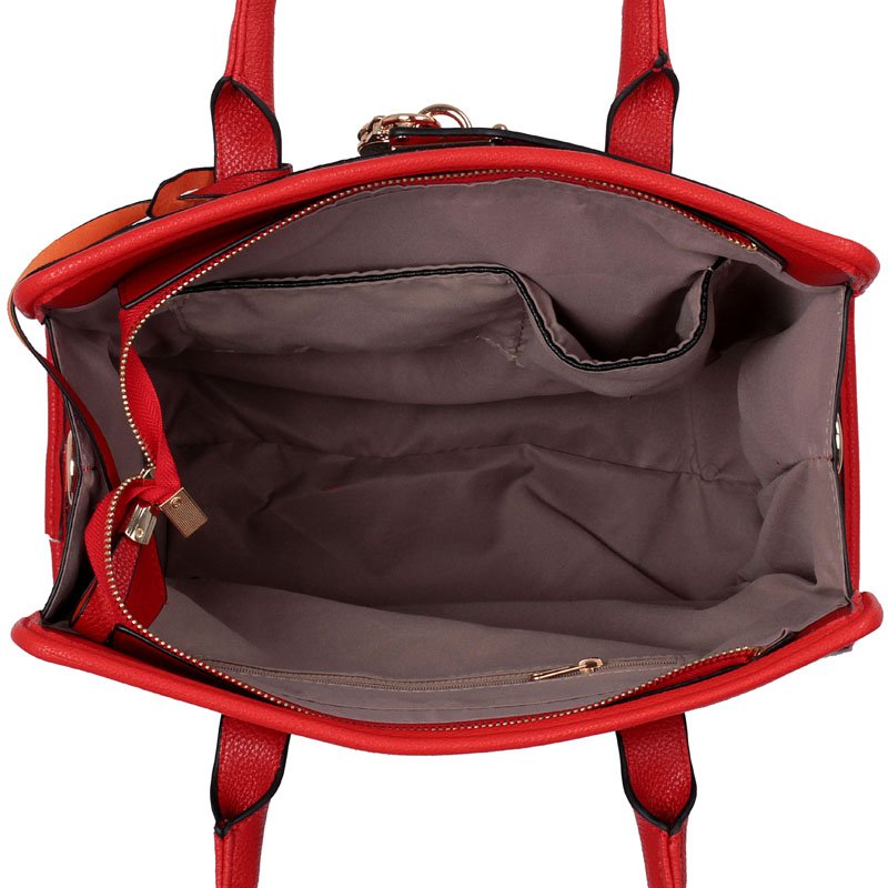 LS00336 - Black / Red Metal Frame Tote Bag