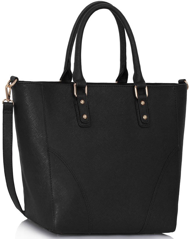 Black Shoulder Handbag With Studs Details