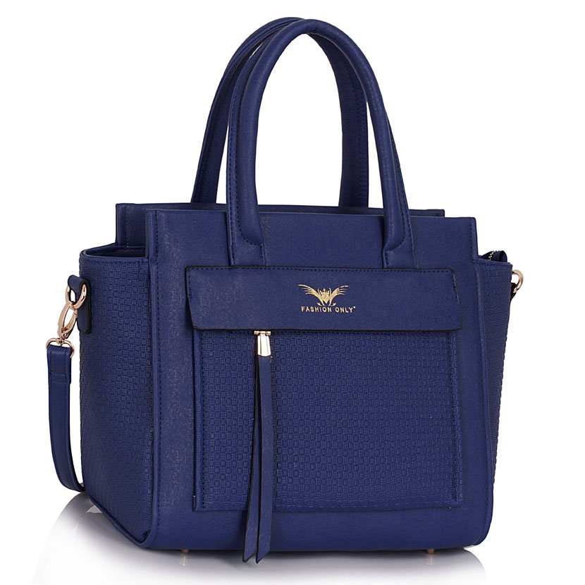 Navy Tote Bag With Long Strap