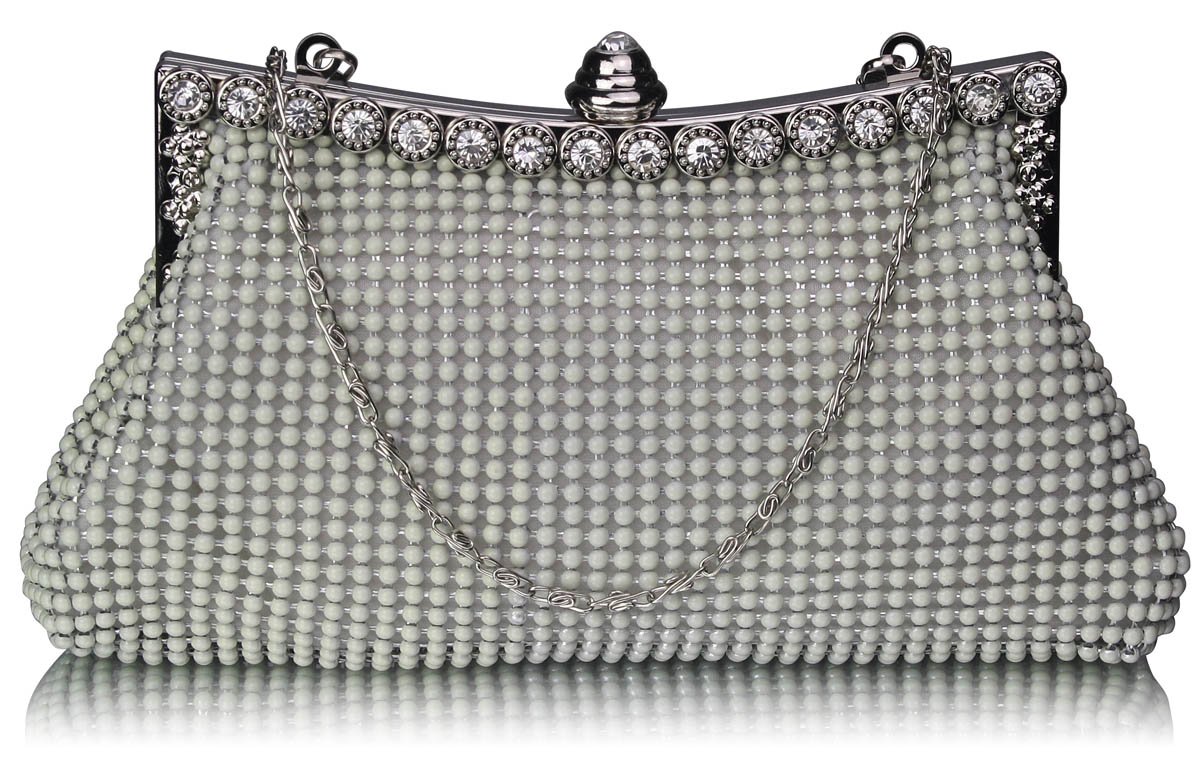 Wholesale Ivory Sparkly Crystal Satin Clutch purse