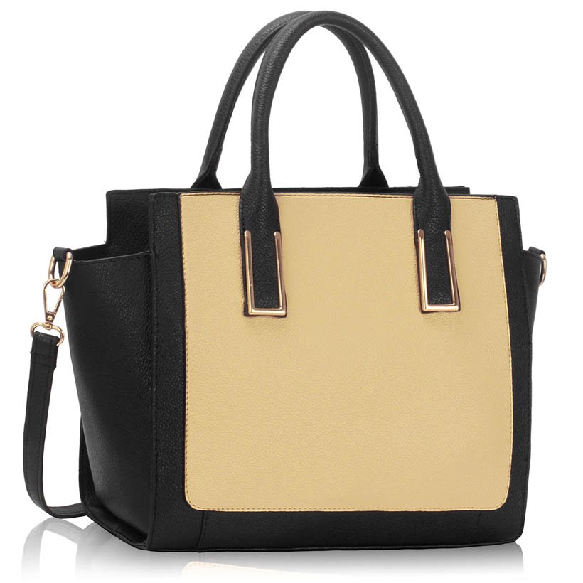 black tote bag with long strap