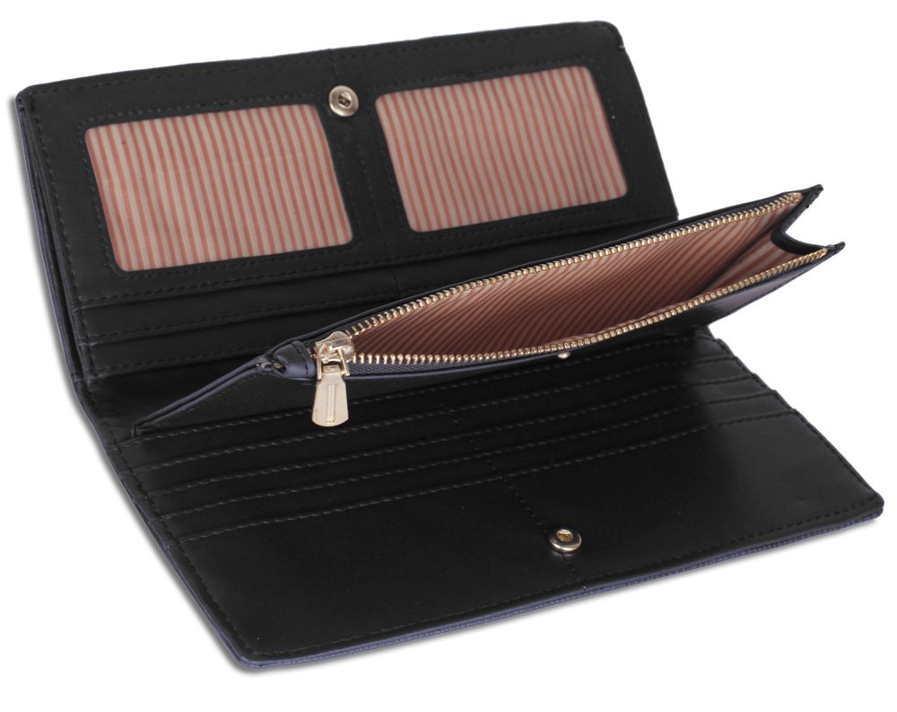 black purse with wallet