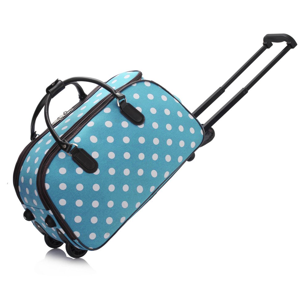 AGT00308D Blue Light Travel Holdall Trolley Luggage With Wheels