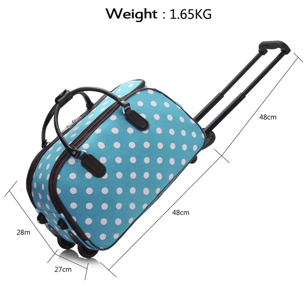 AGT00308D Blue Light Travel Holdall Trolley Luggage With Wheels