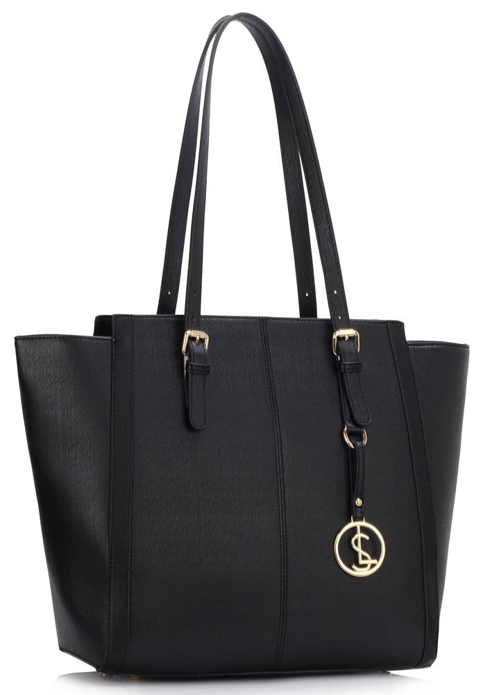 Large black bag with zip best sale